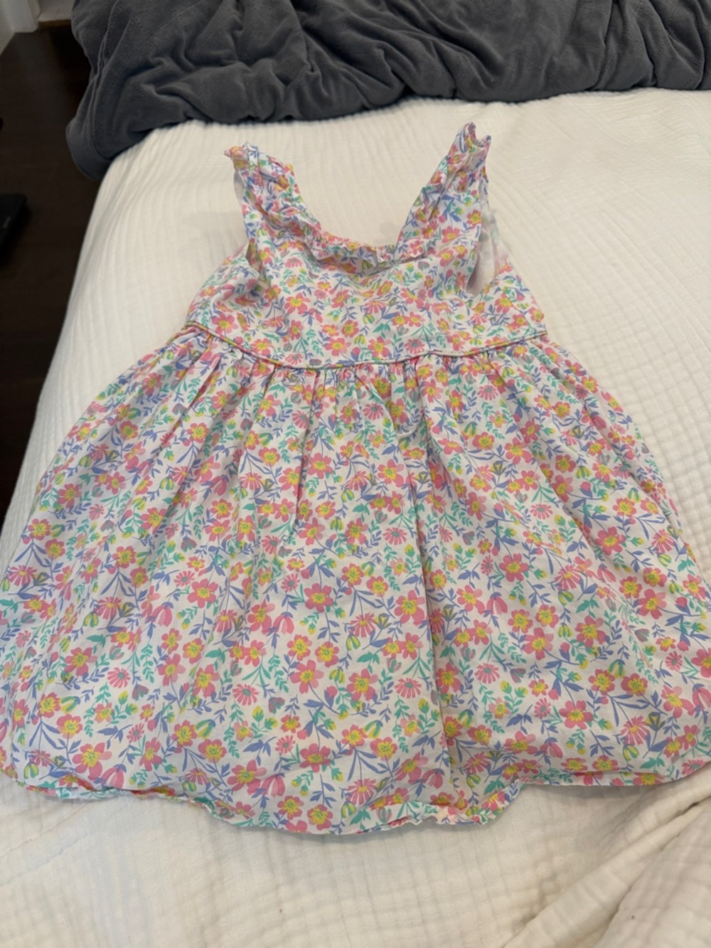 Tommy Bahama Girls Floral Sundress - White with Pink, Yellow, Green, Blue